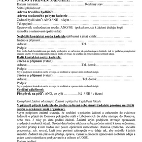 ŽÁDOST O PŘIJETÍ